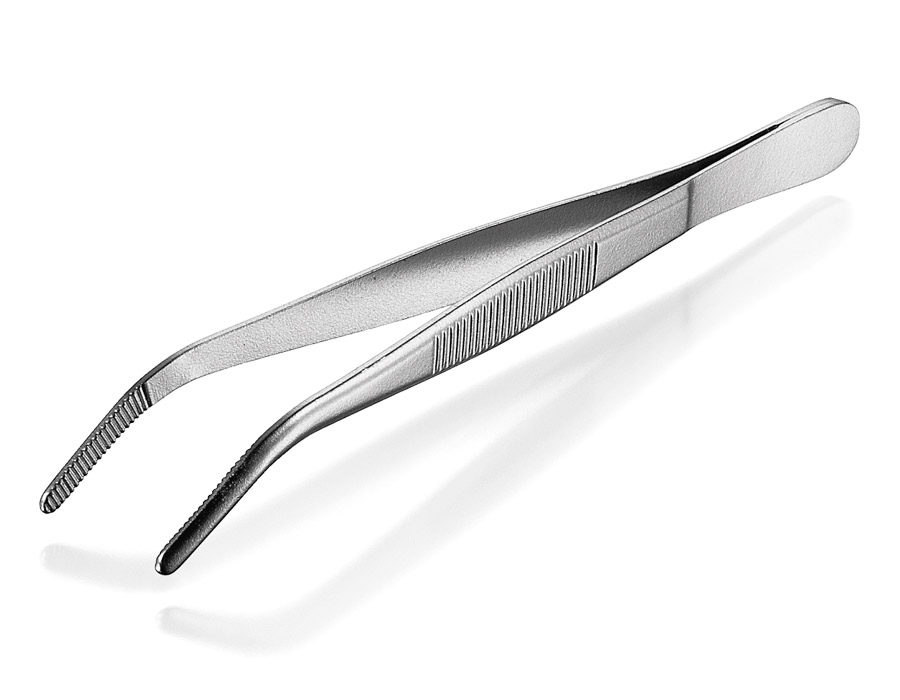 Pincetten gebogen stomp RVS